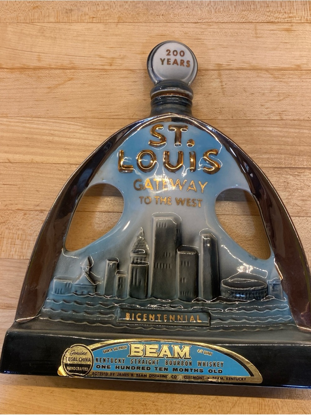 Beam St. Louis “Gateway to the West” Bicentennial Decanter - Blue, Brown, Gold